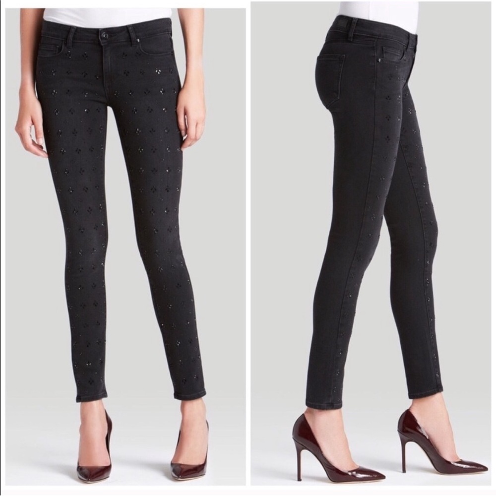 Anthropologie Paige Verdugo Embellished Black Denim Jeans